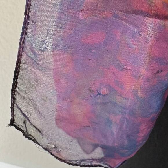 VTG GOTTEX Silk Scarf Wrap Watercolor 52"x70" Vibrant Retro 70s Artsy Hippie - Picture 3 of 8